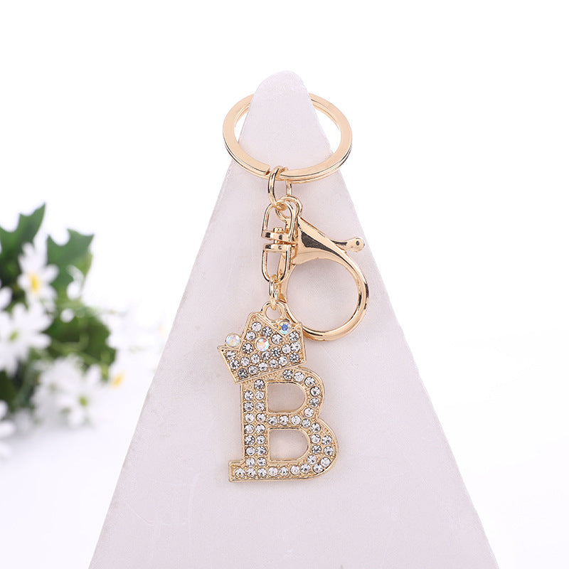 Wholesale Zinc Alloy Alphabet Rhinestone Keychain